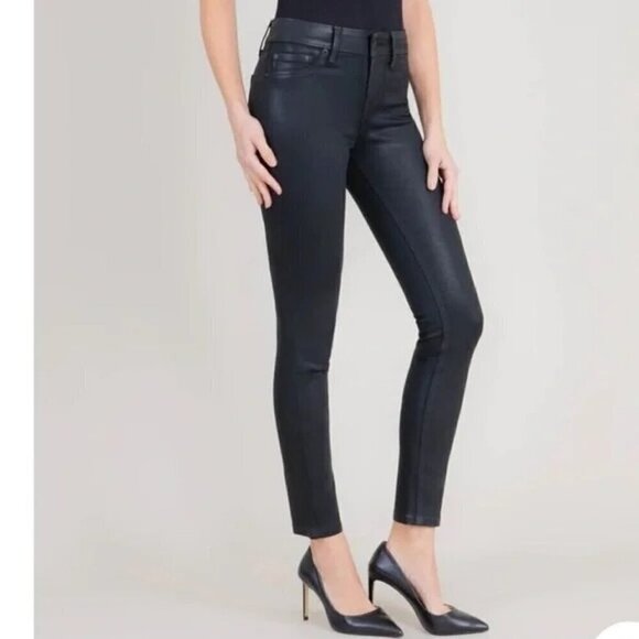 Level 99 NWT Forever Black Collection Mid Rise Coated Skinny Jeans Size 28/6 - Picture 12 of 13